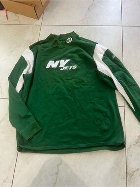 Reebok NFL Green NY Jets Mock Neck Long Sleeve Shirt Size XL